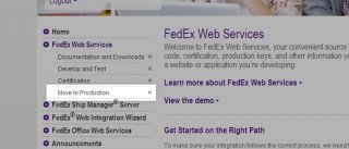 Move to Production button under the Web Services section of the FedEx Solution Finder