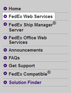 The FedEx Web Services link.